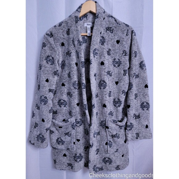 Pink Victoria's Secret Gray Soft Plush Robe Women's size XS - Picture 1 of 5